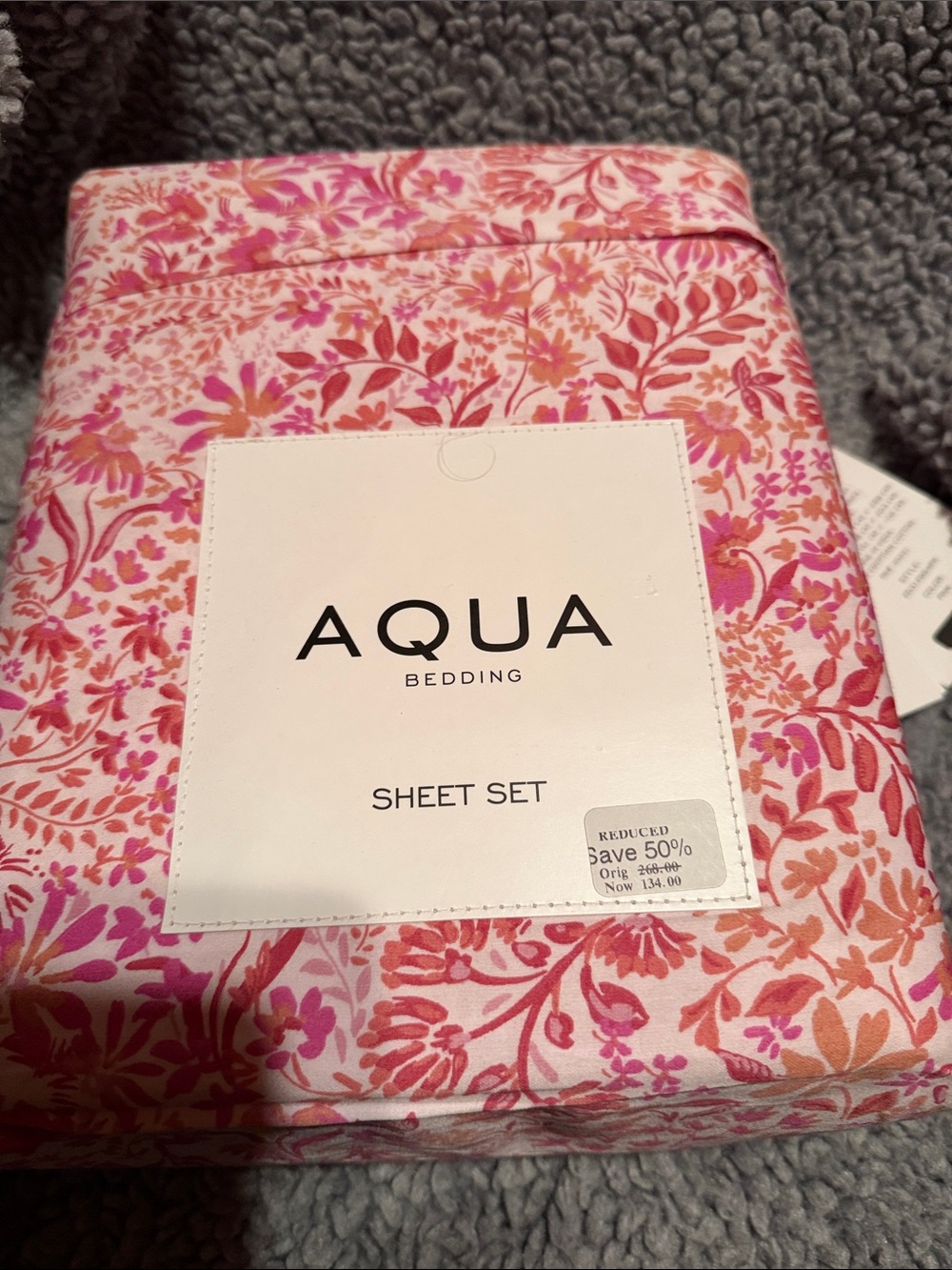 Aqua Pink and Coral Floral  Egyptian cotton Sheet Set